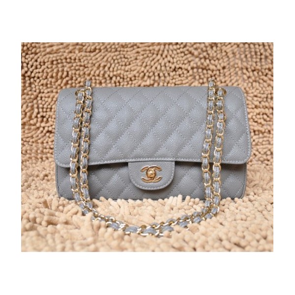 Borse Chanel A01112 Caviar Leather Flap Grigio Con Ghw Classico