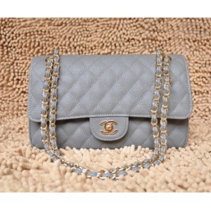 Borse Chanel A01112 Caviar Leather Flap Grigio Con Ghw Classico