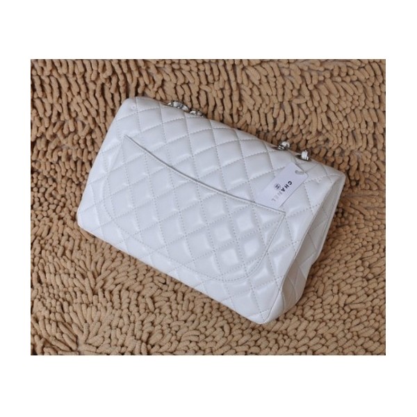 Borse Chanel A28600 Bianco Flap Pelle Di Agnello Con Silver Hw J