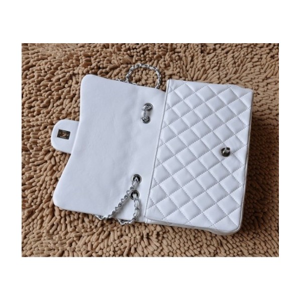 Borse Chanel A28600 Bianco Flap Pelle Di Agnello Con Silver Hw J