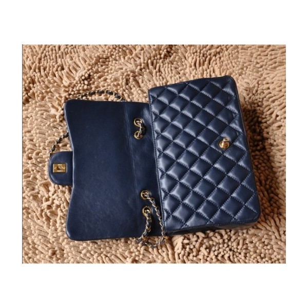 Borse Chanel A28600 Navy Blue Flap Pelle Di Agnello Classic Con