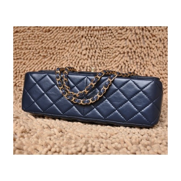 Borse Chanel A28600 Navy Blue Flap Pelle Di Agnello Classic Con