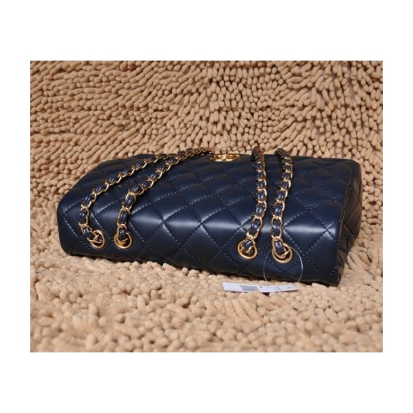 Borse Chanel A28600 Navy Blue Flap Pelle Di Agnello Classic Con