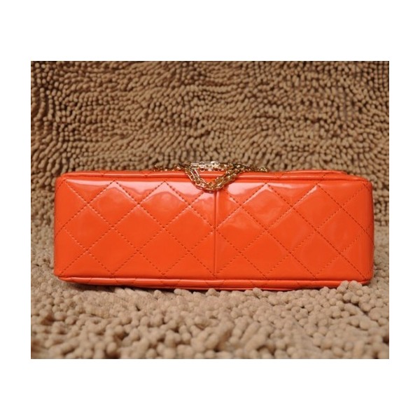 Borse Chanel A30227 Arancione Flap In Pelle Di Brevetto Con Lor