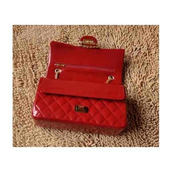 Borse Chanel A30227 Red Patent Leather Flap Con Oro Hw