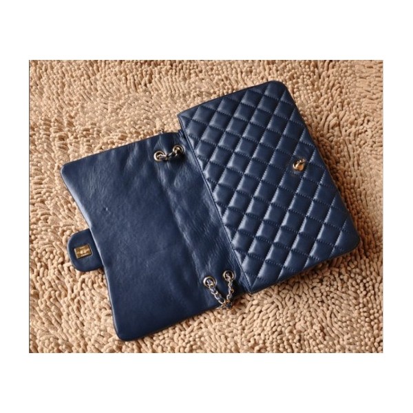 Borse Chanel A47600 Navy Blue Flap Agnello Classic Con Ghw