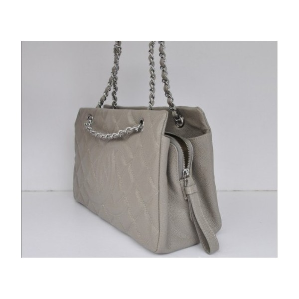 Borse Chanel A50755 Caviar Leather Con Silver Hw Grigio