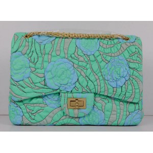 Borse Chanel Flap 2011 Agnello Verde Con Camelia Rilievo Dettagl