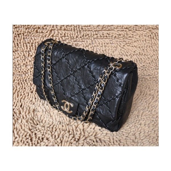 Borse Chanel Flap 49721 Pelle Di Vitello Nero Con Oro Hw