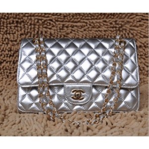 Borse Chanel Flap A01112 Agnello In Argento Con Hardware Oro