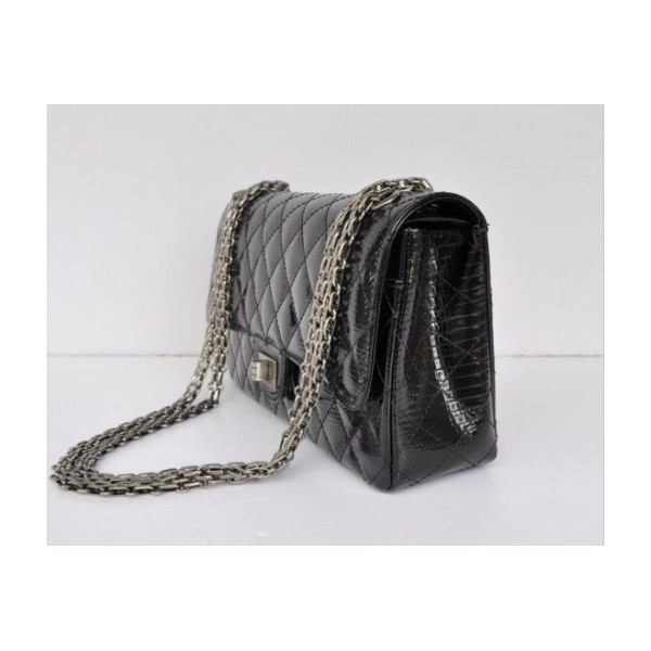 Borse Chanel Flap A01112 In Pelle Lizard Vene Con Shw Nero