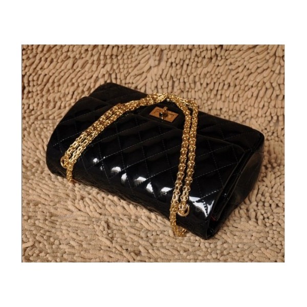 Borse Chanel Flap A30227 In Vernice Nera Con Oro Hw