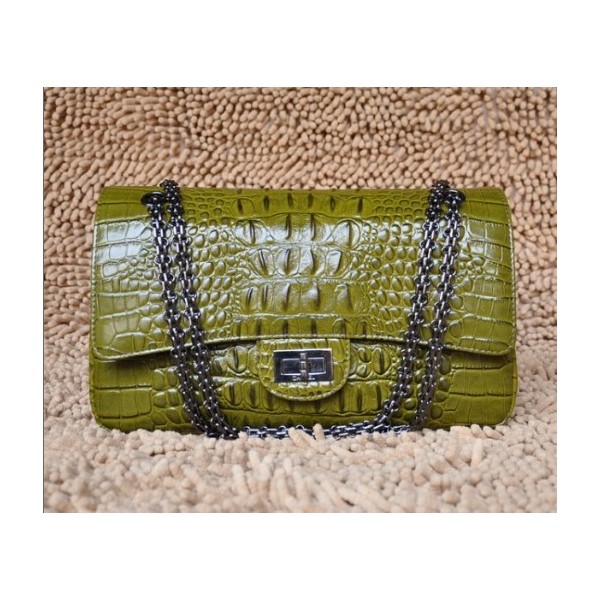 Borse Chanel Flap In Pelle Croc Veins 30756 In Una Pistola Color