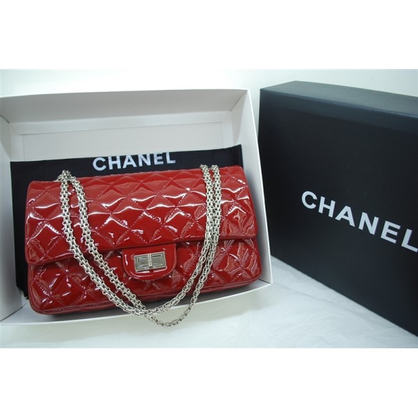 Chanel 2011 Borse Flap In Pelle Di Vitello Maroon Patent Doppia