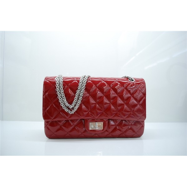 Chanel 2011 Borse Flap In Pelle Di Vitello Maroon Patent Doppia