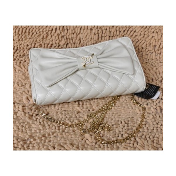 Chanel 2011 Borse Nuovi Flap Agnello Bianco Con Dettaglio Tie