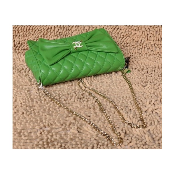 Chanel 2011 Borse Nuovi Flap Agnello Verde Con Dettagli Tie