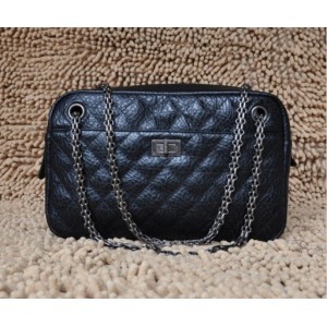 Chanel 2011 Classic Case In Pelle Nero Con Argento Hw Vecchio