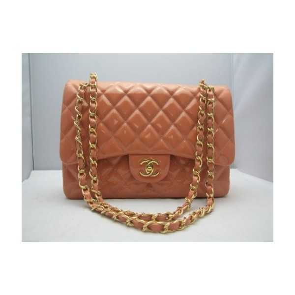 Chanel 2011 Flap Bag In Vernice Marrone Chiaro Con I Recenti Ghw