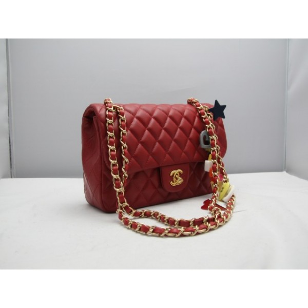 Chanel 2011 San Valentino Red Flap Borse Pelle Di Agnello Con Fa