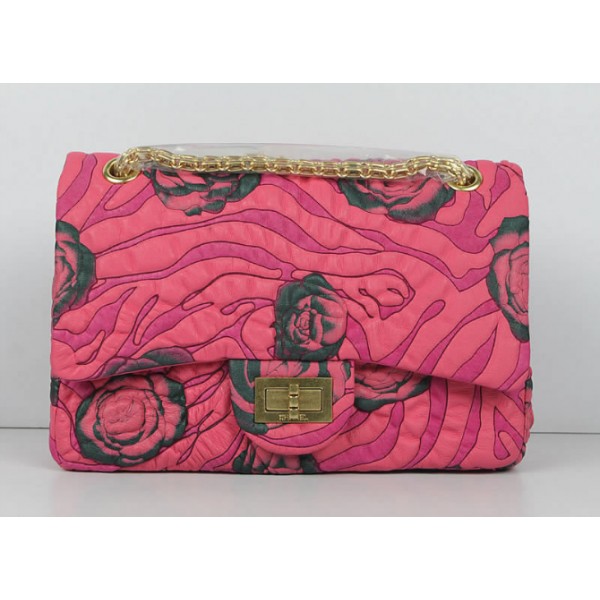 Chanel 2011 Agnello Camellia Borsa Con Rosa Rosso Rilievo Dettag