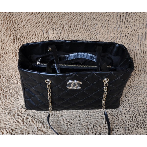 Chanel 2011 In Pelle Di Vitello Nera Classic Large Tote Con Firm