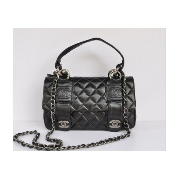 Chanel 2011 Nuovi Borse Agnello Nero Con Logo Doppia C