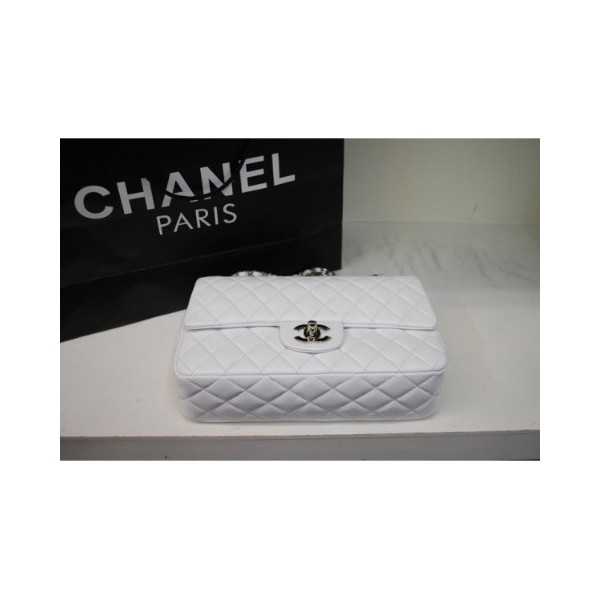 Chanel 255 Flap Bag Agnello Bianco Con Shw Classico