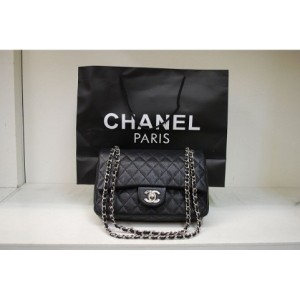 Chanel 255 Flap Bag In Pelle Caviar Black Classic Con Shw