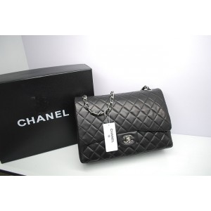 Chanel 36098 Nero Agnello Flap Bag Maxi Con Shw Importazione