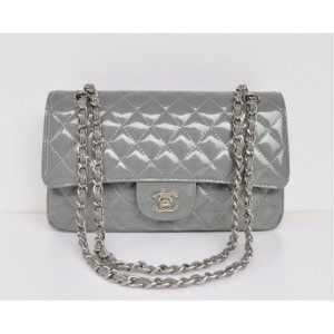 Chanel A01112 Borse Classic Flap In Pelle Verniciata Con Grigio