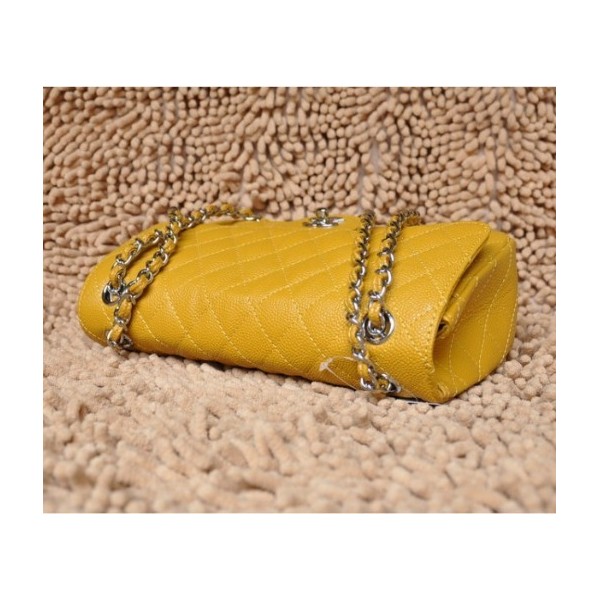 Chanel A01112 Giallo Caviar Leather Borse Flap Classic Con Shw