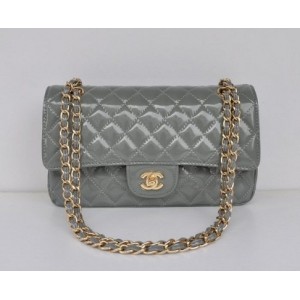 Chanel A01112 Nero Flap Borse In Pelle Con Brevetti Oro Hw