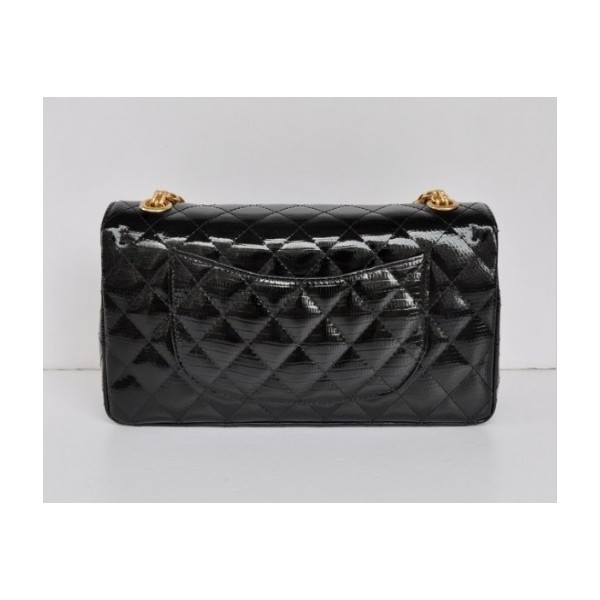 Chanel A01112 Nero Vene Lizard Leather Flap Borse Con Oro Hw