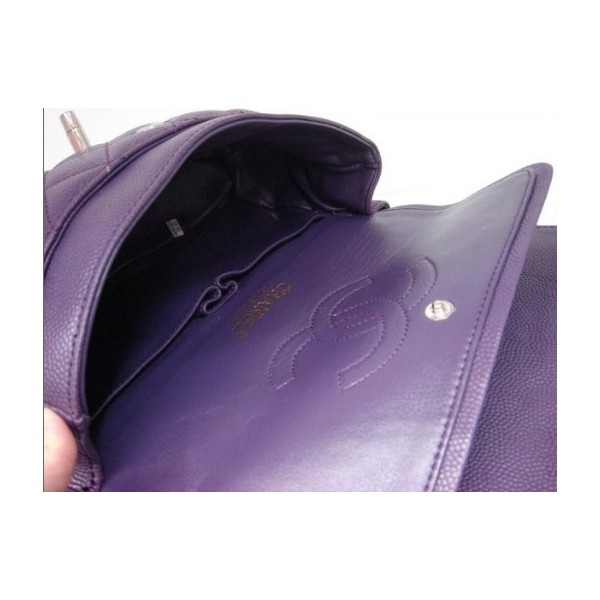 Chanel A01112 Viola Caviar Flap Borse In Pelle Con Ecs