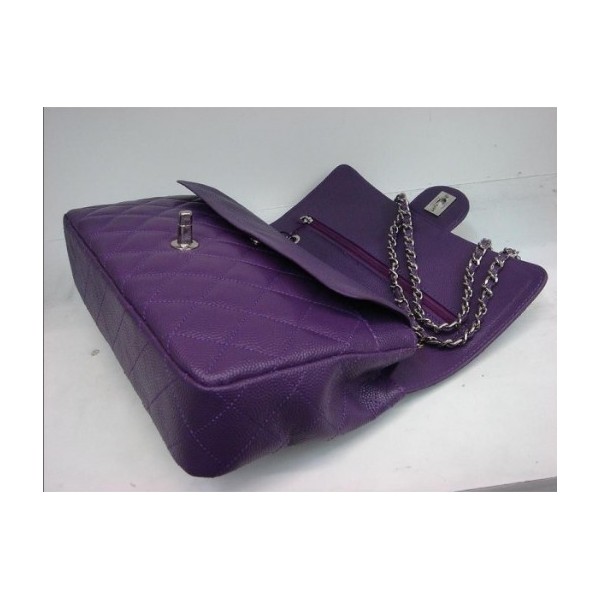 Chanel A01112 Viola Caviar Flap Borse In Pelle Con Ecs