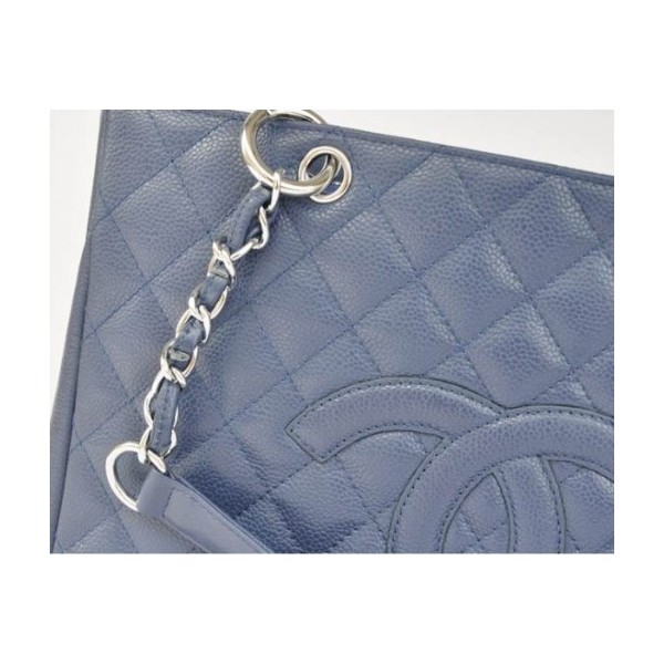 Chanel A20995 Classic Gst Caviar Blue Shopping Bag Con Ecs