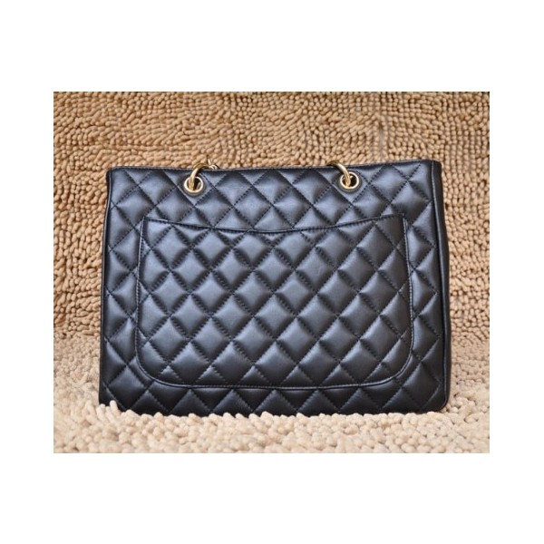 Chanel A20995 Gst Shopping Tote In Pelle Di Agnello Nero Con Oro