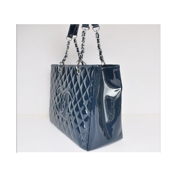 Chanel A20995 Gst Shopping Tote In Vernice Blu Con Shw