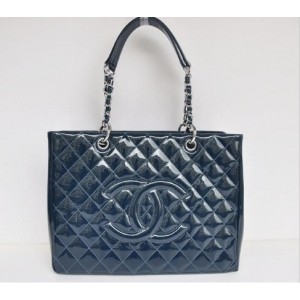 Chanel A20995 Gst Shopping Tote In Vernice Blu Con Shw