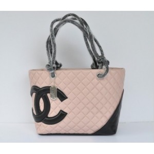 Chanel A25619 Borse In Pelle Di Agnello Rosa Nero Con Logo Doppi