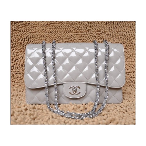 Chanel A28600 Nero Vernice Borse Jumbo Flap Con Silver Hw