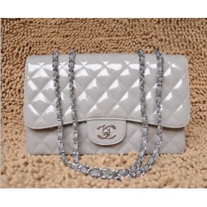 Chanel A28600 Nero Vernice Borse Jumbo Flap Con Silver Hw