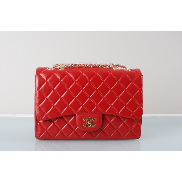 Chanel A28600 Rosso Flap Borse Agnello Con Hardware Oro