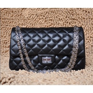 Chanel A30226 Flap Borse Nero Con Argento Hw Agnello