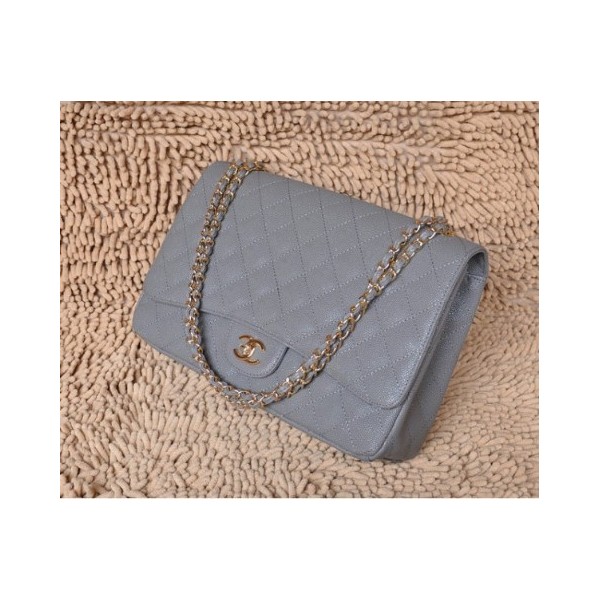 Chanel A47600 Black Leather Borse Grain Con Gold Hw Lembo Maxi