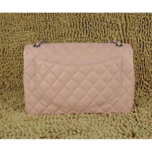 Chanel A47600 Caviar Leather Flap Borse Maxi Rosa Con Ecs