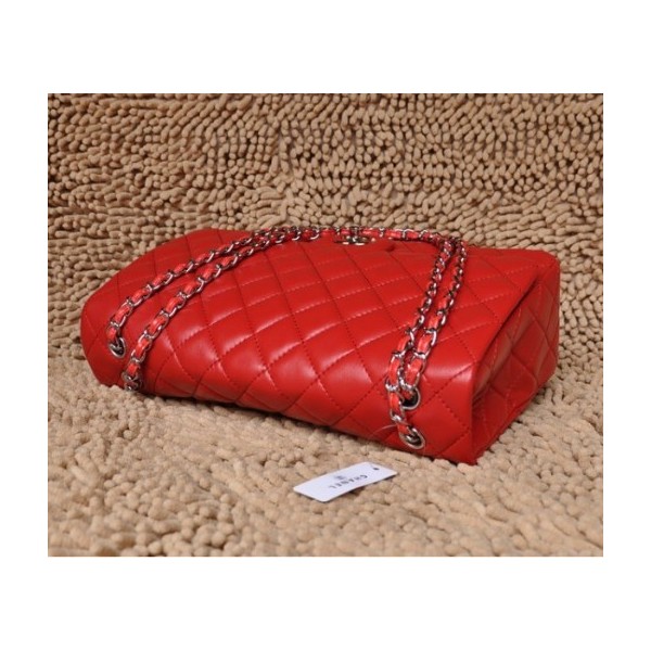 Chanel A47600 Flap Borse In Pelle Di Agnello Rossa Con Argento H