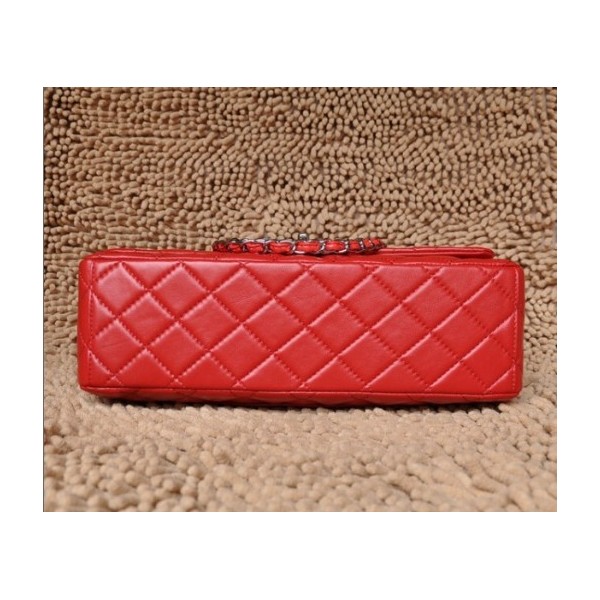 Chanel A47600 Flap Borse In Pelle Di Agnello Rossa Con Argento H