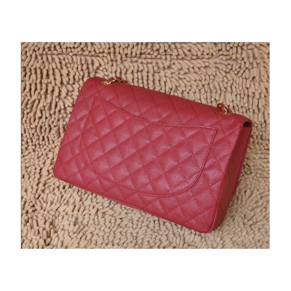 Chanel A47600 Flap Borse In Pelle Di Vacchetta Rossa Con Oro Hw